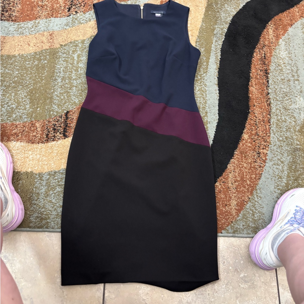 Tommy Hilfiger Navy, Plum & Black Colorblock Midi Dress